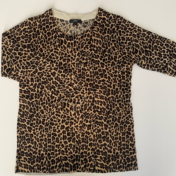 J. Crew Sweaters - J CREW CHEETAH PRINT LIGHTWEIGHT SWEATER